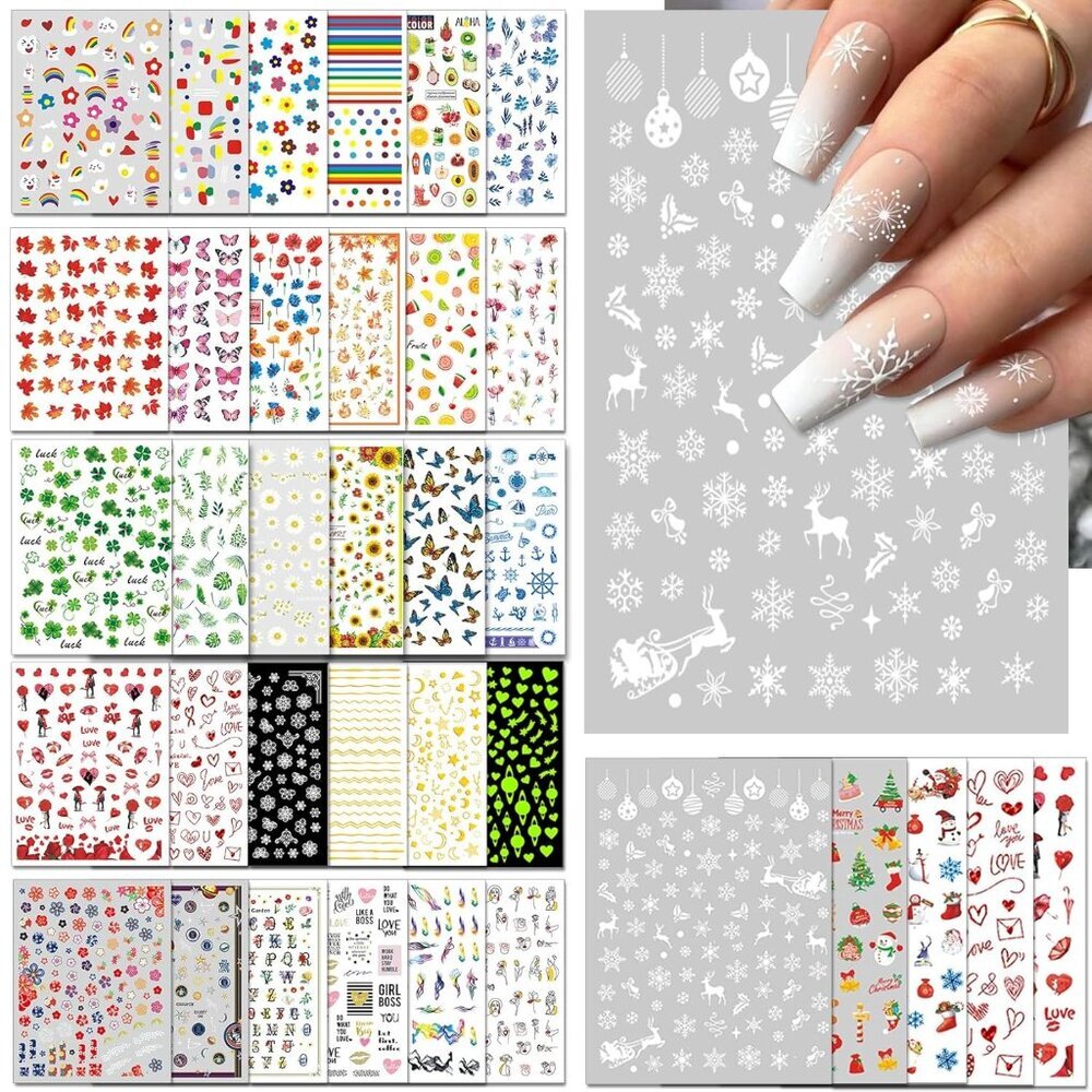 36 Sheets Varied Nail Art Stickers, All Holiday Variety Pack Seasonal Nail Decal